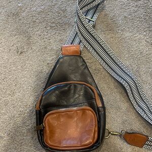Stylish Black and Brown Crossbody Bag